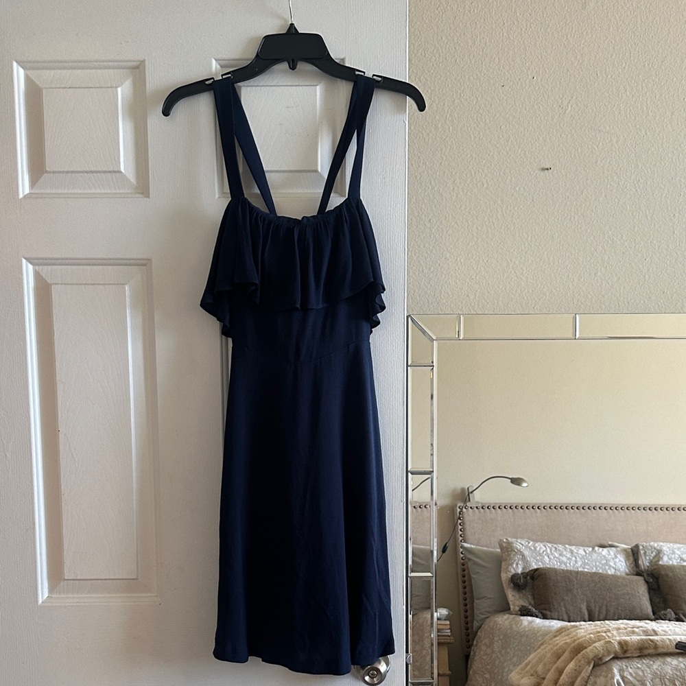 Madewell Navy Blue Ruffle Dress